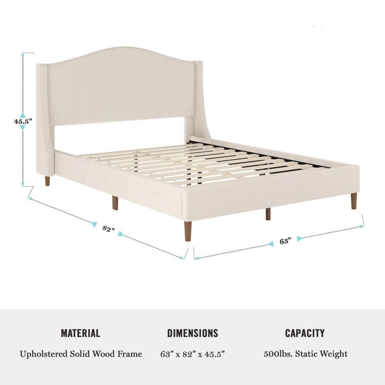 Martha Stewart Martha Stewart Amelia Upholstered Platform Bed With Curved Headboard