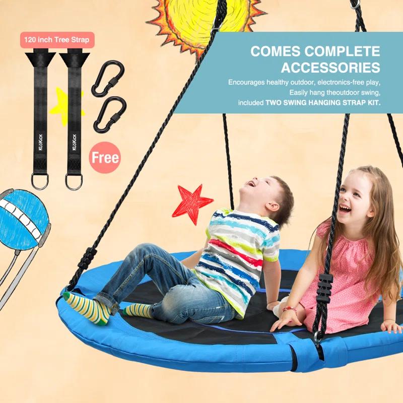 Klo Kick 40inch Metal/Fabric Web/Saucer Swing with Chains and Hooks