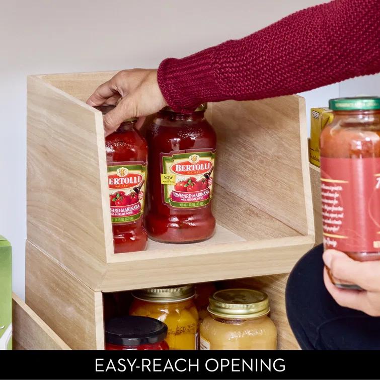 iDesign Renewable Wood Collection in Paulownia Wood Open Front Storage Bin, 11.46" x 8" x 10"