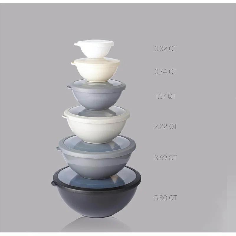 WRIWON 12 Piece Nesting Bowls Set includes 6 Prep Bowls and 6 Lids