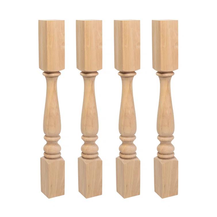 Architectural Products by Outwater L.L.C. Unfinished North American Solid Oak Plain Full Round Kitchen Island Leg (Set of 4)