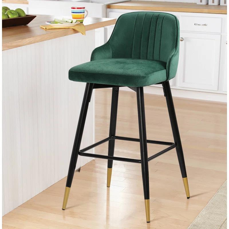 Swivel Velvet Upholstered Counter & Bar Stool (Set of 2)
