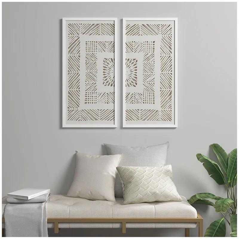 Dakota Fields Framed Geometric Rice Paper Panel Shadowbox Wall Décor (Set of 2)