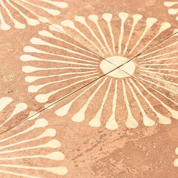 The Tile Life Amanecer 8" x 8" Satin Porcelain Patterned Floor & Wall Tile