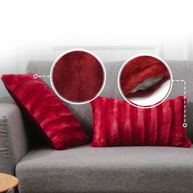 Cheer Collection Faux Fur Throw Pillow (Set of 2)