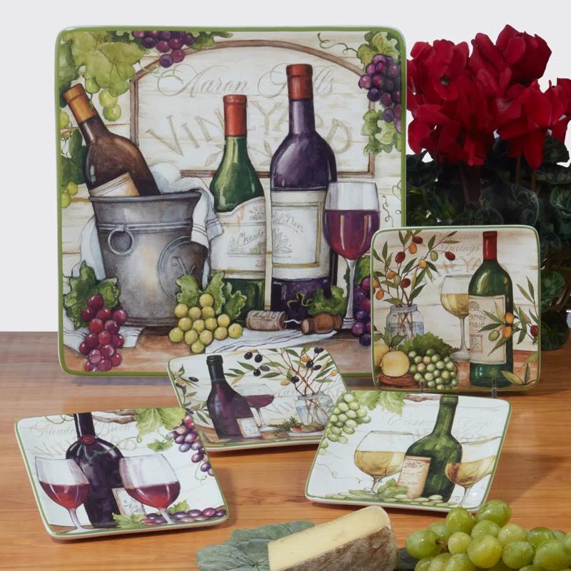Certified International Meadow Brook Vineyard Set Of 4 Dinner Plate 10.5" 2 Asst.