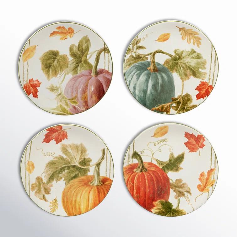 Certified International Autumn Harvest Set Of 4 Dessert Plate