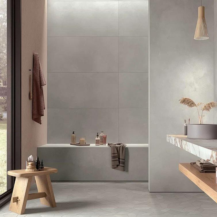 Bond Tile Ryx 15.74 in. x 31.49 in. Matte Porcelain Concrete Look Floor and Wall Tile (13.77 Sq. Ft. / Case)