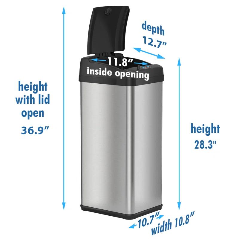 iTouchless Acute Touchless Stainless Steel 13 Gallon Motion Sensor Trash Can