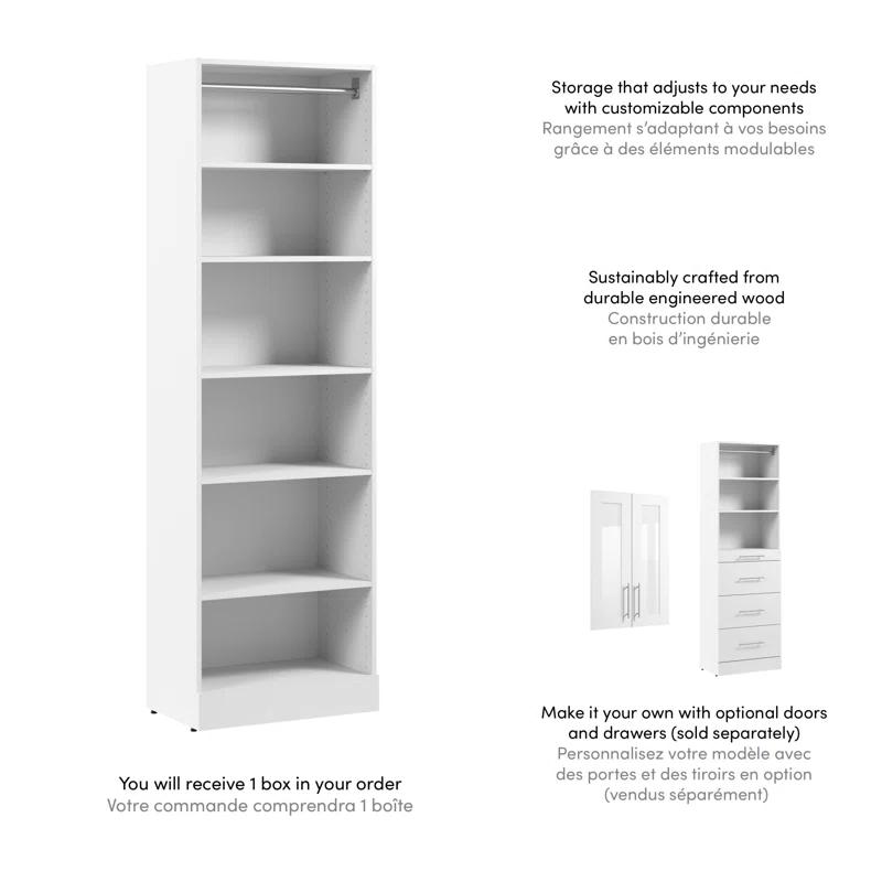 Bestar Florence 25W X 16D Modular Reach-In Or Walk-In Closet System Tower With Shelves