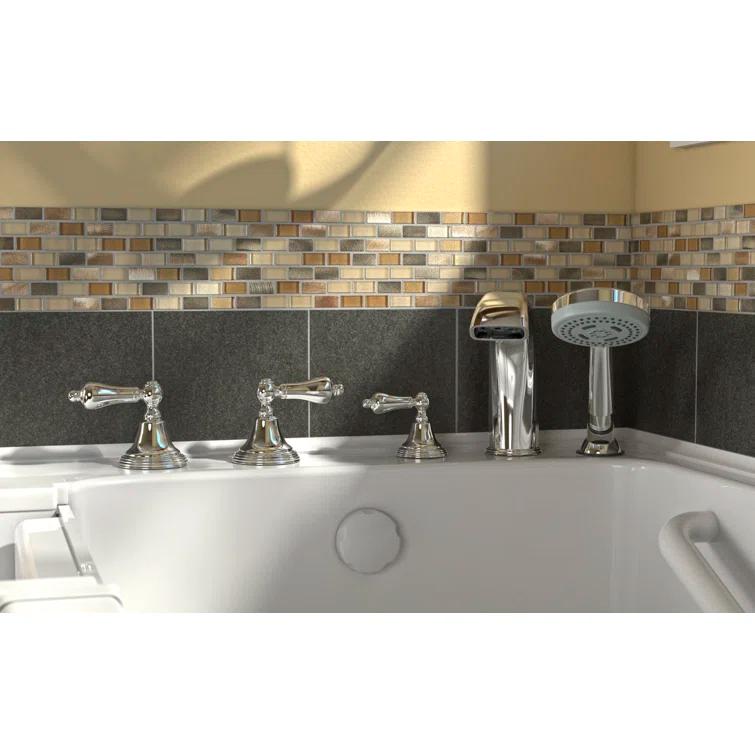 American Standard 59.5'' x 29.75'' Walk-in Soaking Fiberglass Bathtub with Faucet 3060.109.SLW