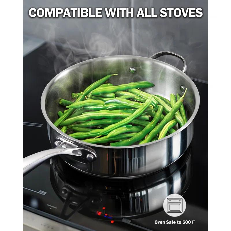 Cooks Standard Cooks Standard Classic 5 QT 11 inch Stainless Steel Saute Pan Frying Pan Skillet with Lid