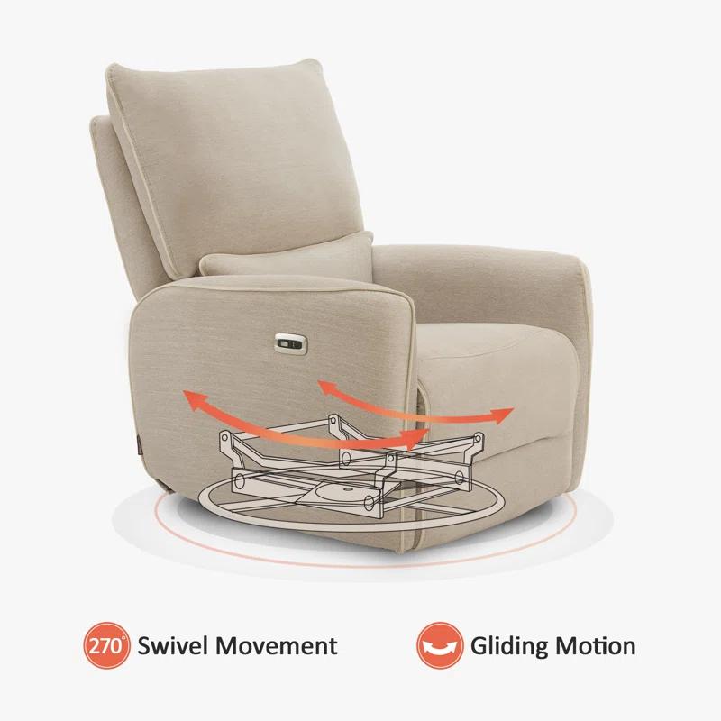 Power Swivel Glider Power Recliner Chair, Electric Rocker Recliner Chairs with USB Ports For Nursery, Fabric