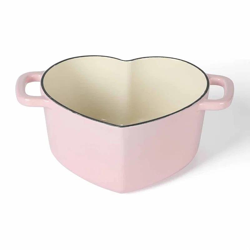 Martha Stewart Martha Stewart Heart Shape 2 QT Enamel Cast Iron Dutch Oven - Pink