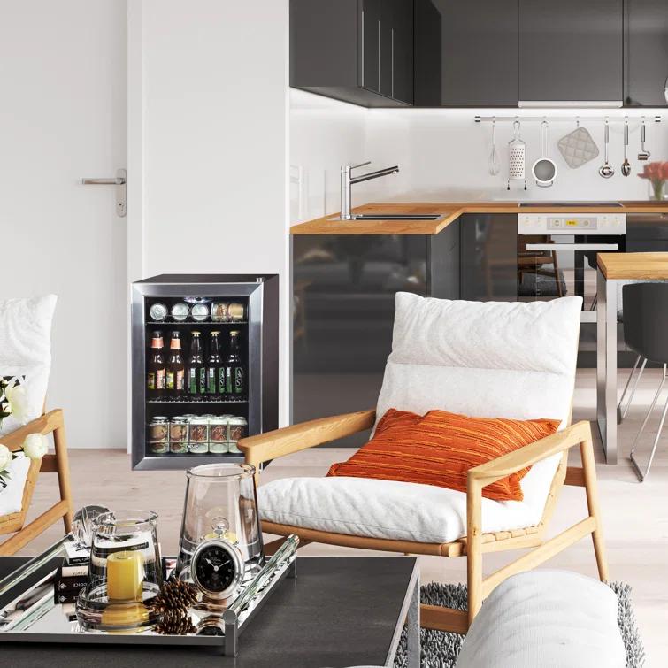 Newair Newair 90 Can Freestanding Beverage Fridge in Stainless Steel, Compact with Adjustable Shelves