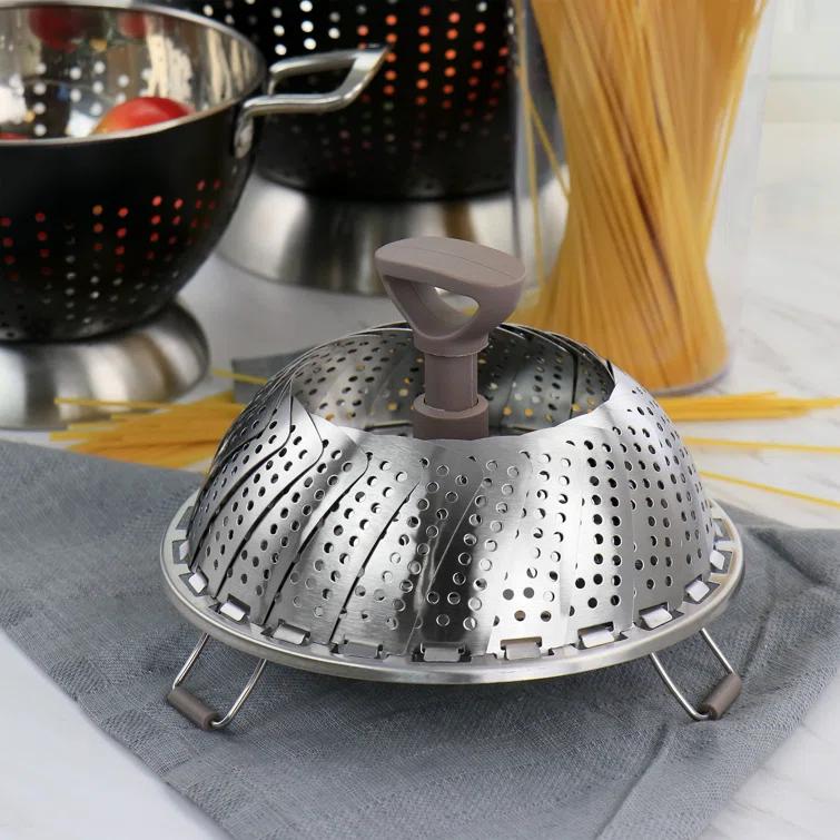 Martha Stewart Martha Stewart Stainless Steel Folding Steamer Insert With Handle In Taupe