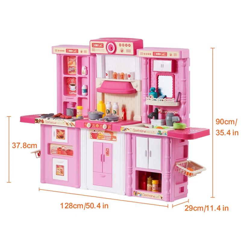 Zoomie Kids Kitchen Playset Kids Pretend Cooking Play Toy 74 Piece Accessories
