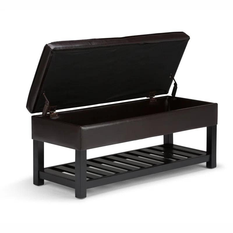 Simpli Home Cosmopolitan 44"W Transitional Tufted Storage Ottoman Bench with Lift Top