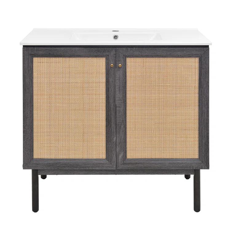 Swiss Madison SM-BV663 Classe 36" Freestanding Bathroom Vanity in Golden Oak with Sink Top