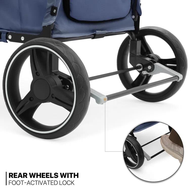 MoNiBloom Folding 3 Wheel Pet Stroller, Foldable Dog Jogger Stroller with Adjustable Handlebar and Mesh Window