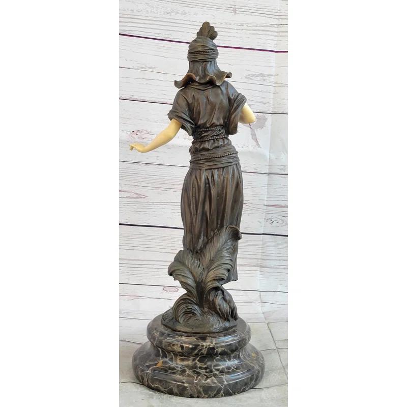 Bloomsbury Market Ayme Art Deco Bronze And Faux Bone Turkish Princess Sculpture Brown Marble Base Decor