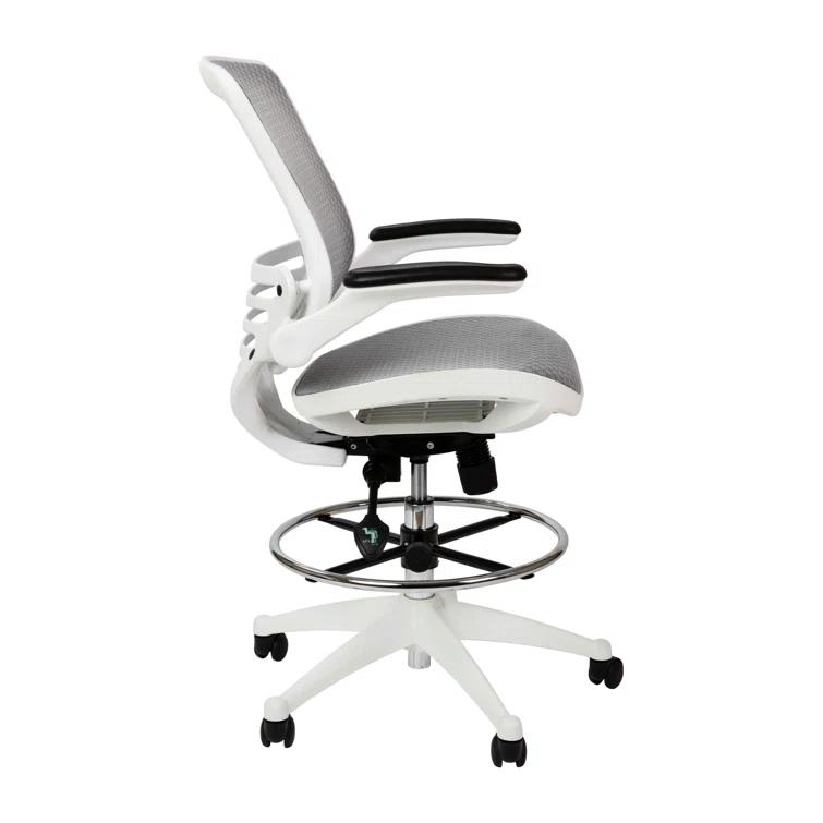 Flash Furniture Mignone Mid-Back Transparent Mesh Office Chair with Flip-Up Arms