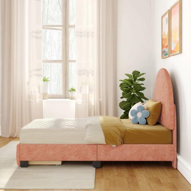 Isabelle & Max™ Avaah Solid Wood Panel Bed with Arch Headboard with 1 Drawer End Storage