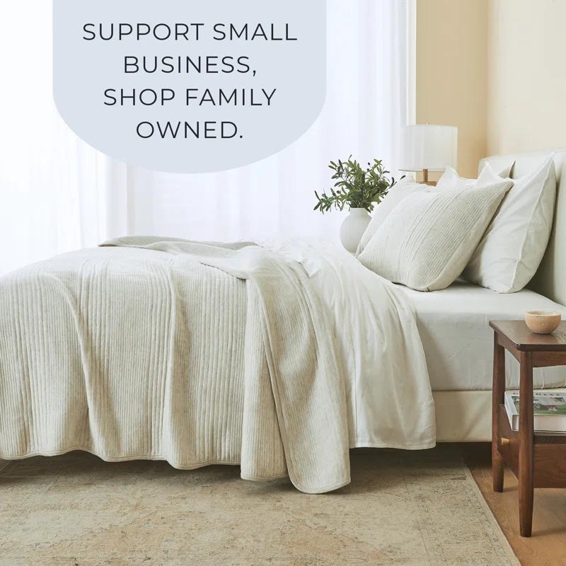 FreshFolds Jersey Cotton Blend Stitched Quilt Set with Shams