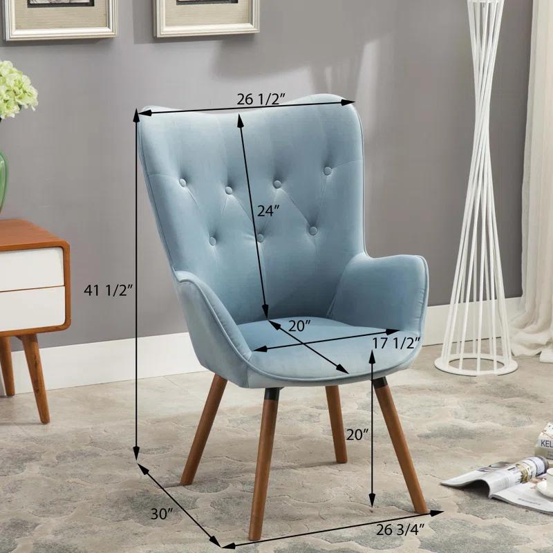 Blendoi Brooke Doarnin Contemporary Silky Tufted Button Back Accent Chair, Yellow