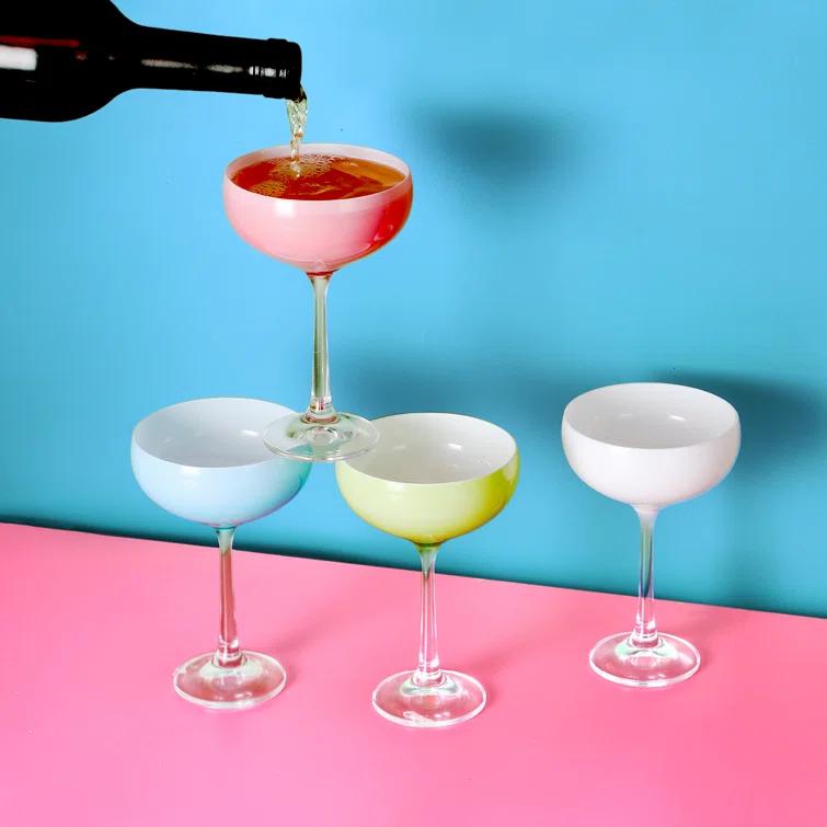 TABLE 12 TDA Series Table 12 5.8-ounce Mini Coupe Cocktail Glasses, Glass Cups Set Of 4, Champagne Glasses In Assorted Colors