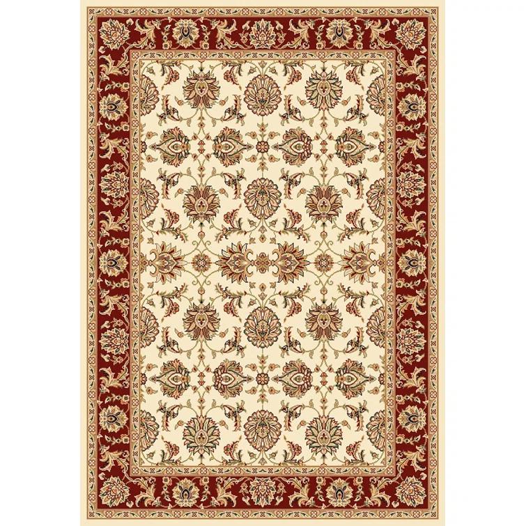 KAS Rugs Rectangle: 3'3" x 4'11" - Cambridge Ivory / Red Kashan Rug