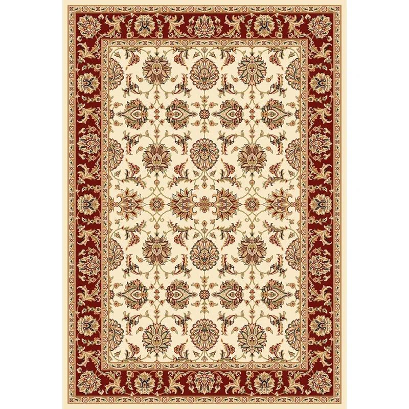 KAS Rugs Rectangle: 3'3" x 4'11" - Cambridge Ivory / Red Kashan Rug