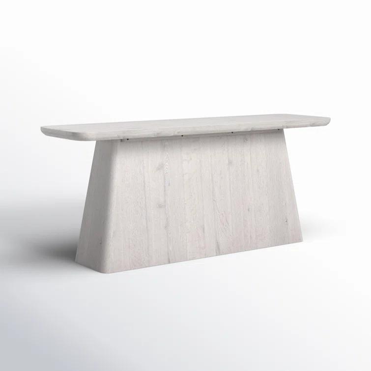 White Wash Oak Wood Console Table with Storage