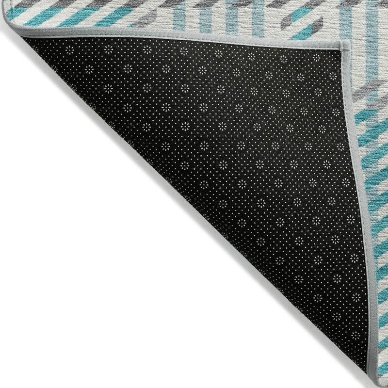 Machine Washable Indoor/Outdoor Chayden ACN1000 Teal Rug