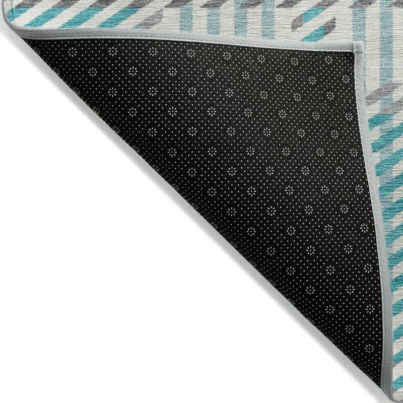 Machine Washable Indoor/Outdoor Chayden ACN1000 Teal Rug