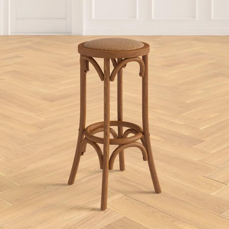 Dovecove Fredericksburg Round Rattan Seat Counter Stool with Solid Wood Frame