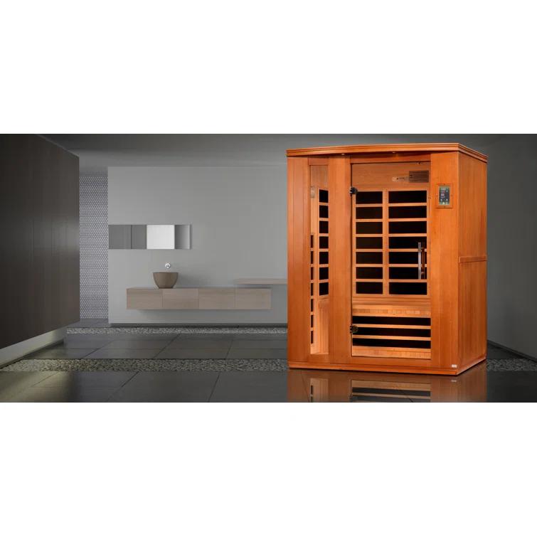 Dynamic Infrared Dynamic Infrared Lugano 3 - Person Bluetooth Compatible FAR Infrared Sauna with Remote Control in Hemlock