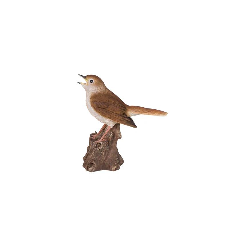 Hi-Line Gift Ltd. Motion Activated Singing Nightingale Standing on Stump