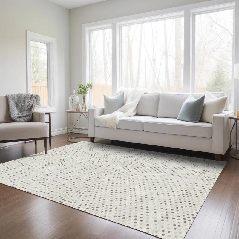 Machine Washable Indoor/Outdoor Chayden ACN1021 Ivory 8' x 8' Round Rug