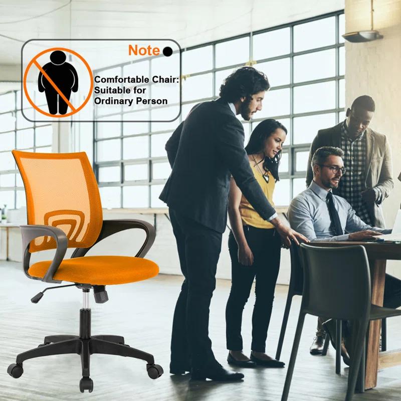 FDW Home Office Chair Mesh Computer Chair with Lumbar Support Armrest Adjustable Mid Back Task Chair for Women Adults, Orange