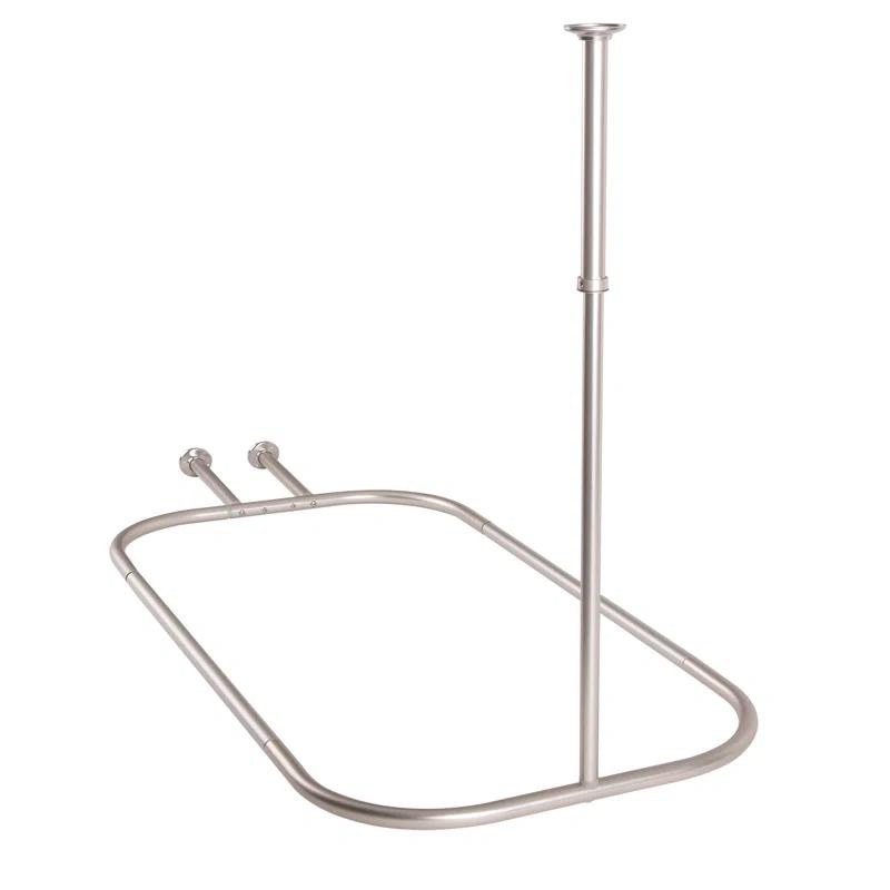 Utopia Alley Rustproof 54" L D-Shaped Fixed Shower Curtain Rod & Hook Set