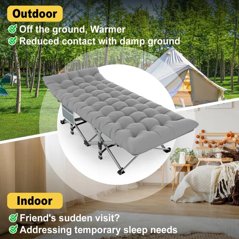 Suteck Folding Camping Cot Portable Outdoor Heavy Duty Sleeping Cot with Mattress and Carry Bag