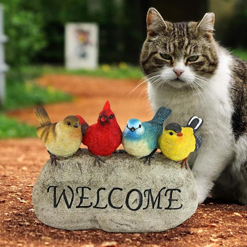 Design Toscano Birdy Welcome Sign Garden Stone Statue