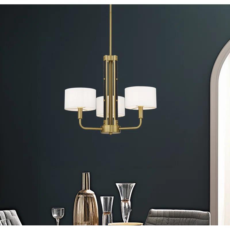 Minka Lavery Chelsea Soft Brass With White Silk Chandelier