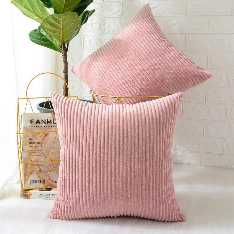 LALA & WONZ Corduroy Striped Throw Pillow Covers (Set of 2)