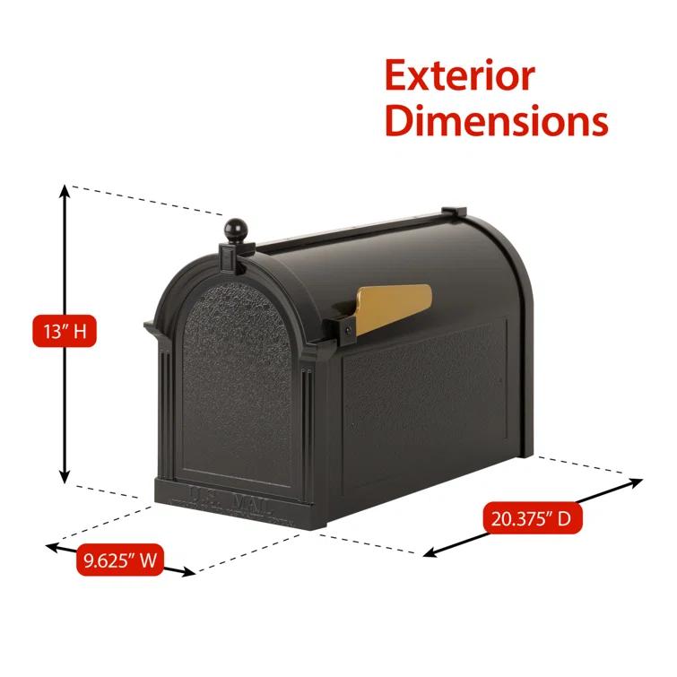Extra Large Black and Gold Aluminum Post Mount Mailbox