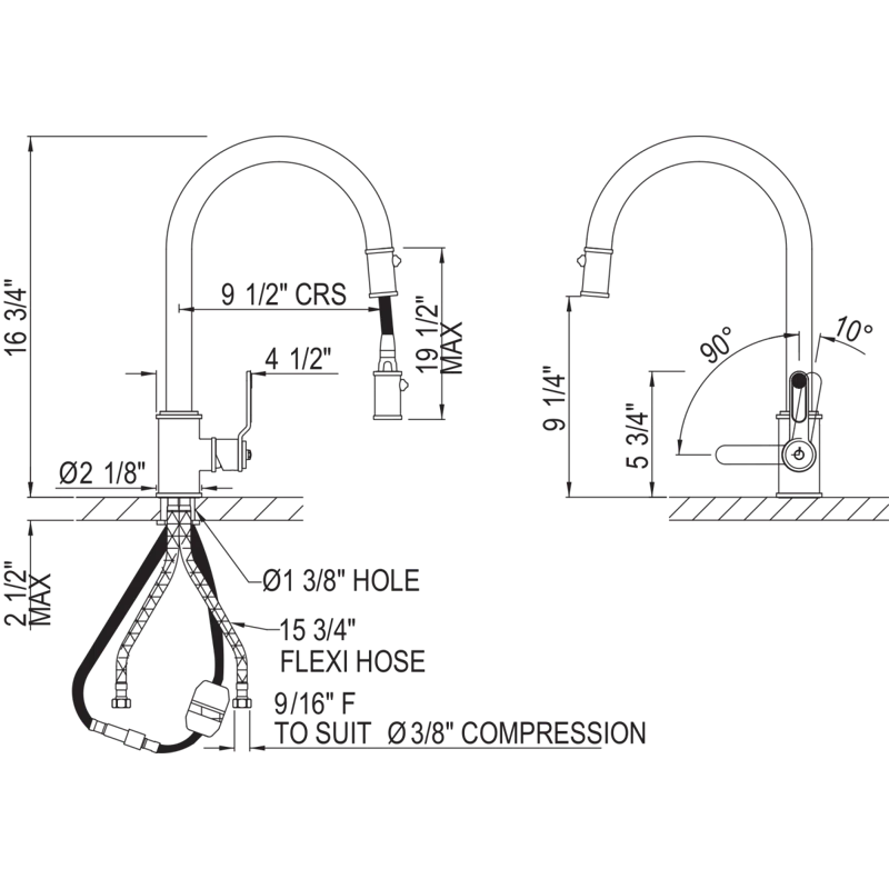 Armstrong Pull-Down Kitchen Faucet With C-Spout