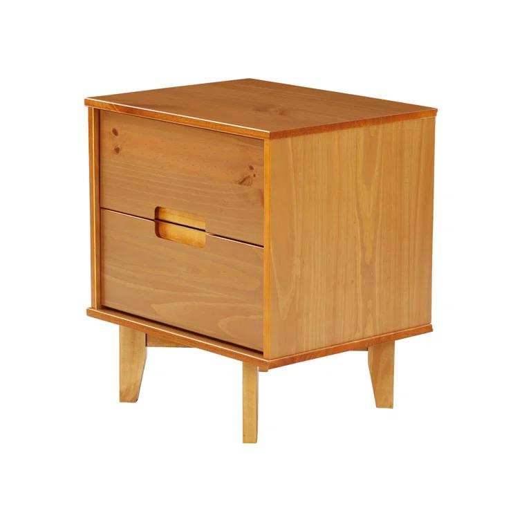 George Oliver Solid Wood Groove 2-Drawer Nightstand