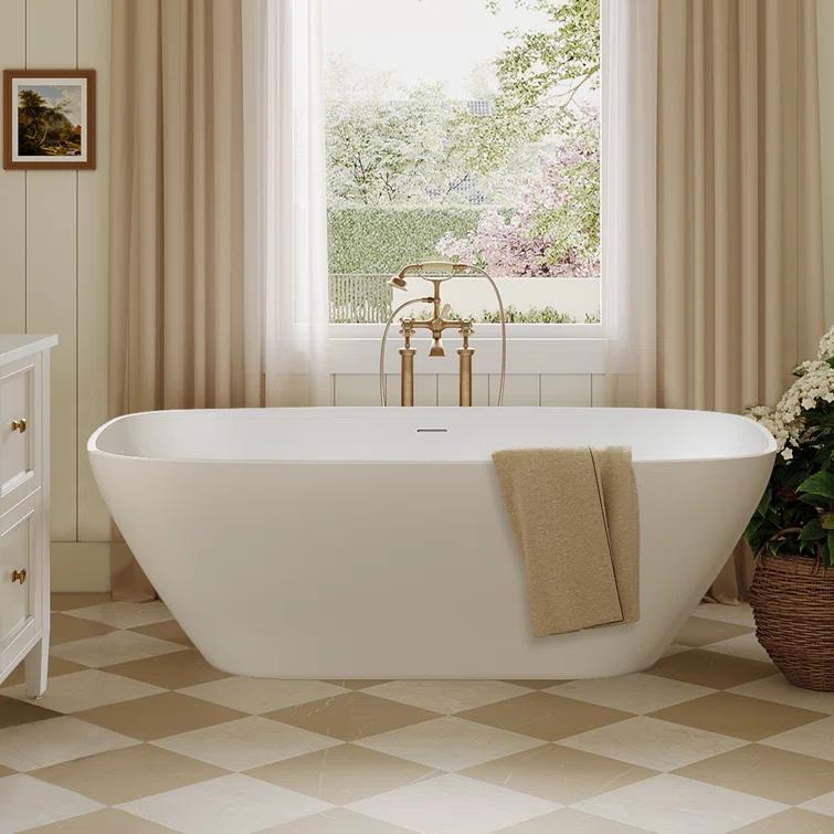 Staykiwi 67'' x 29'' Freestanding Soaking Plastic / Acrylic Bathtub JJCS04BT-67