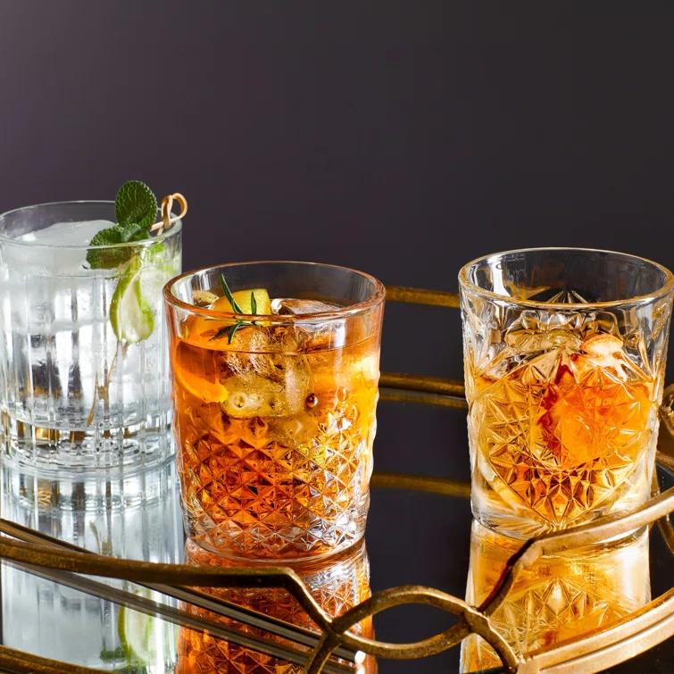 Libbey Classic Libbey Cocktail Hobstar Double Old Fashioned Glasses, 12 oz. (Set of 4)